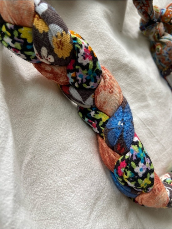 Anthropologie Braided Multicolor Silk Scarf Headband with Paisley Tie main image 2